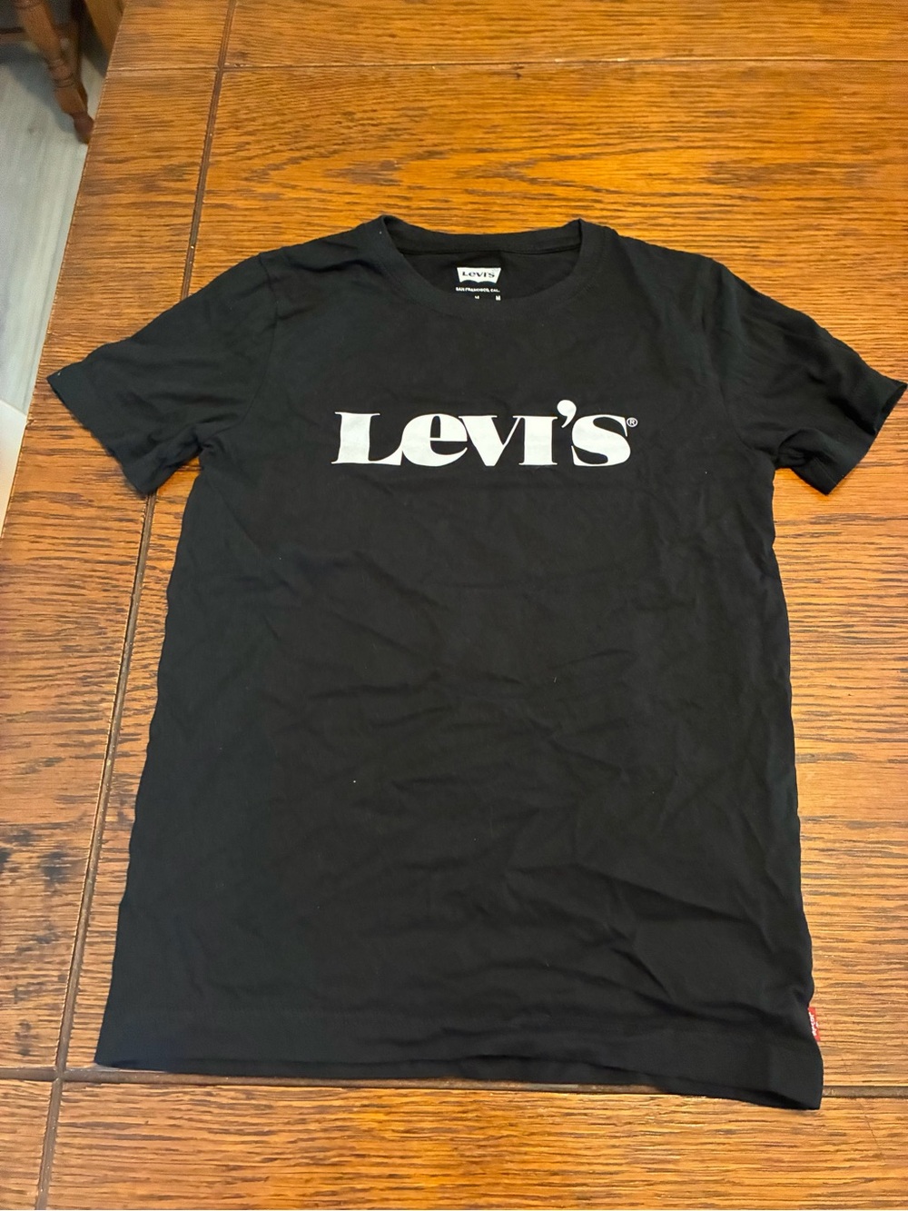 Levi's Black Tee with White Logo - Short Sleeve Kids Shirt